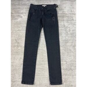 2.1 Denim Jeans Womens 25 Black‎ Skinny Studded Low Rise Cotton NWT Casual